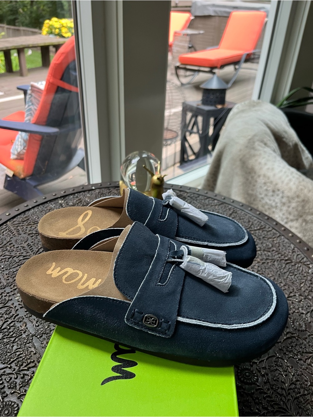 SAM EDELMAN ASTRID MULES IN ATLANTIC BLUE SUEDE 8.5 - Picture 6 of 11
